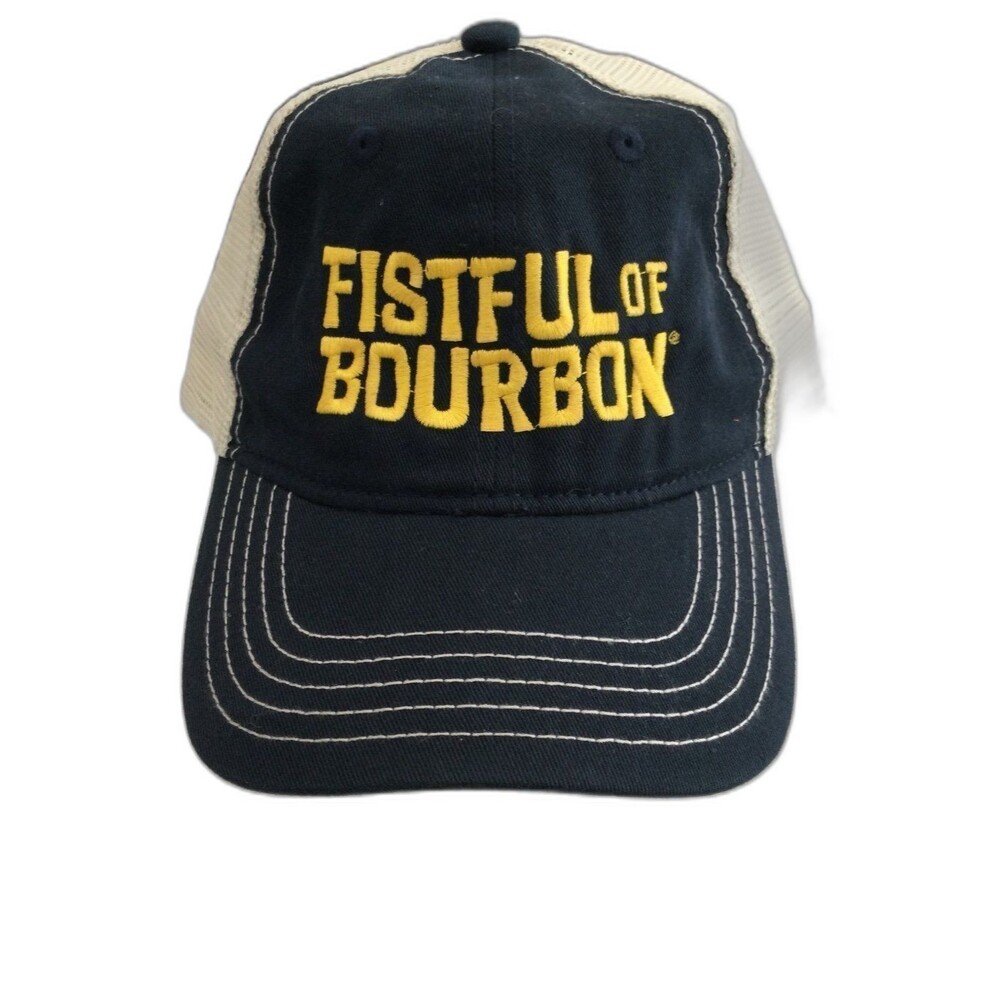 District Cap Hat Unisex Snapback Color Navy Yellow Fistful of Bourbon Truckers